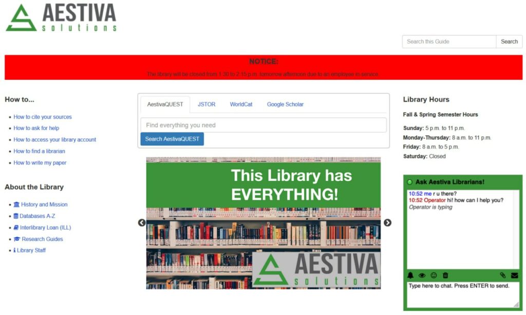 LibGuides library website screenshot